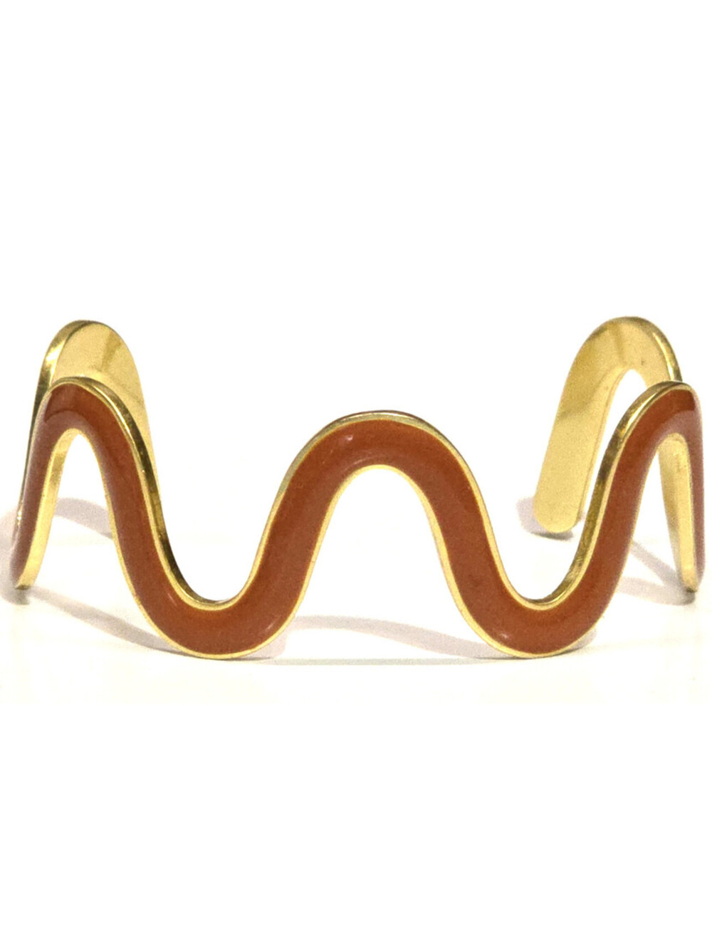 Madewell Gold Tone Orange Enameled Wave Cuff Bracelet